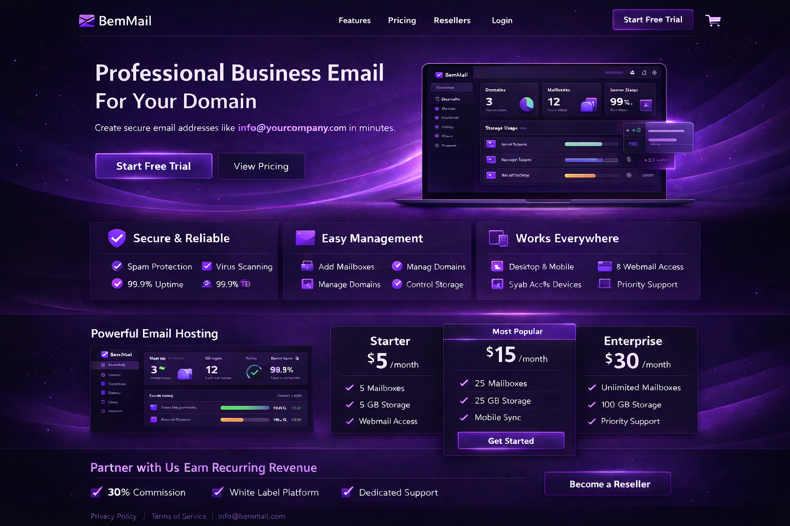 BemMail landing page preview